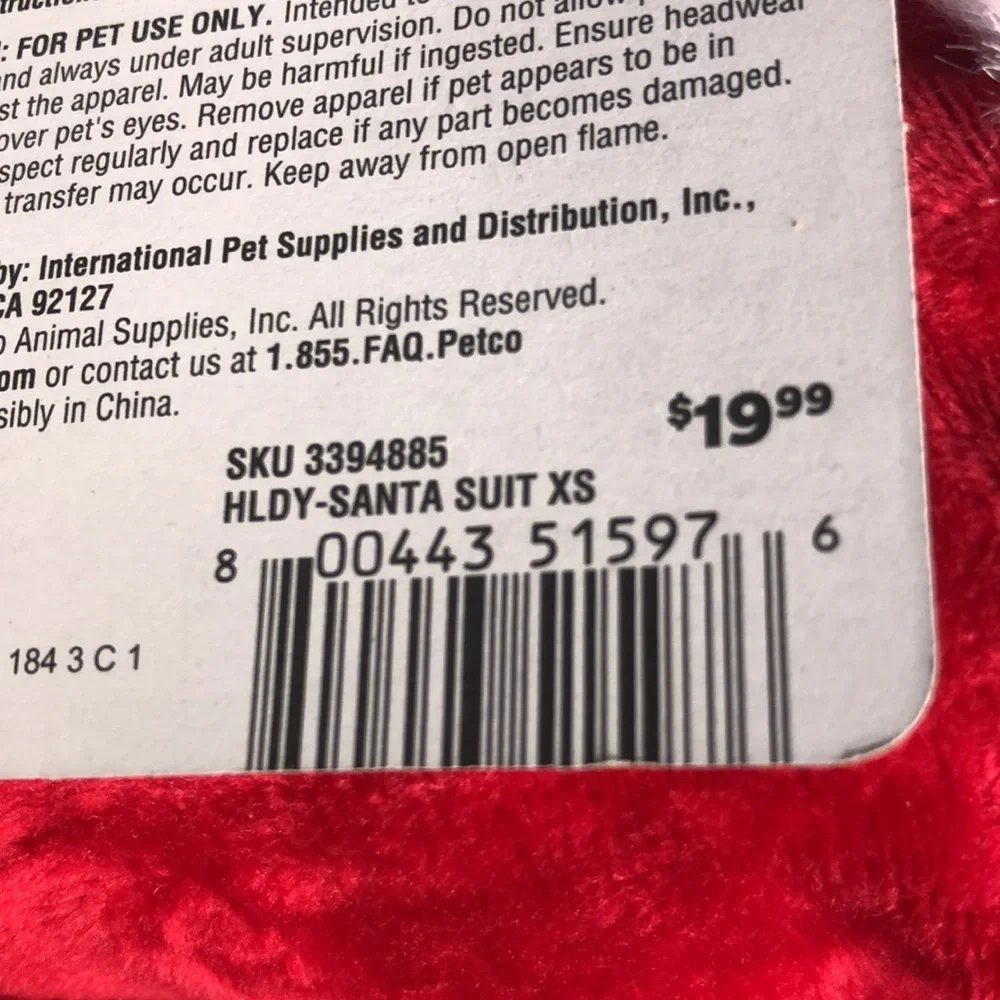 NWT 2 piece Santa Dog Suit XS